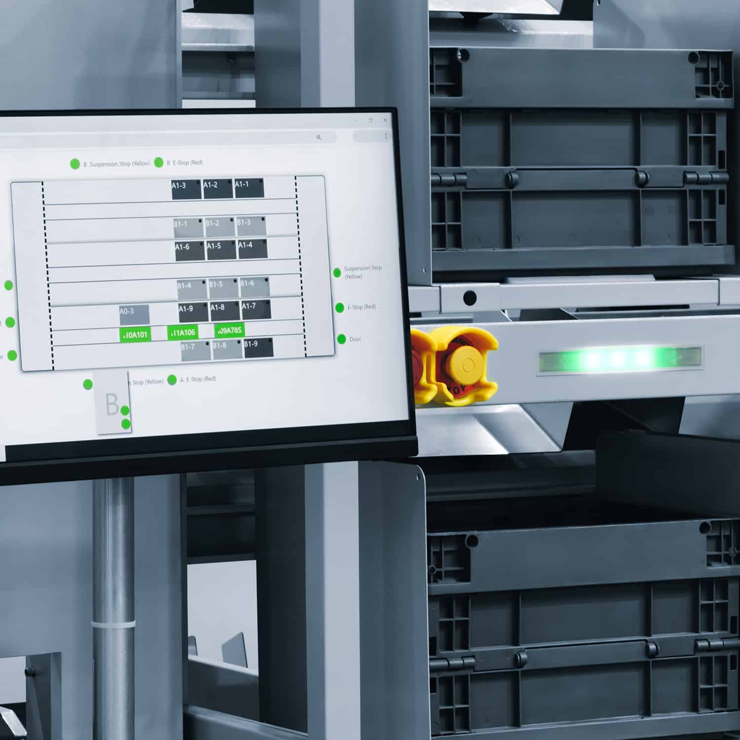 Sisteme automate pentru depozitare și recuperare (ASRS), automatizare și control, IESYS
